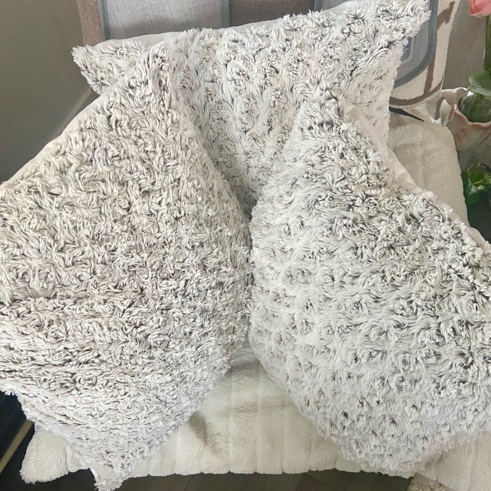 Chic White, Cream Gray Throw Pillows (Set of 3)